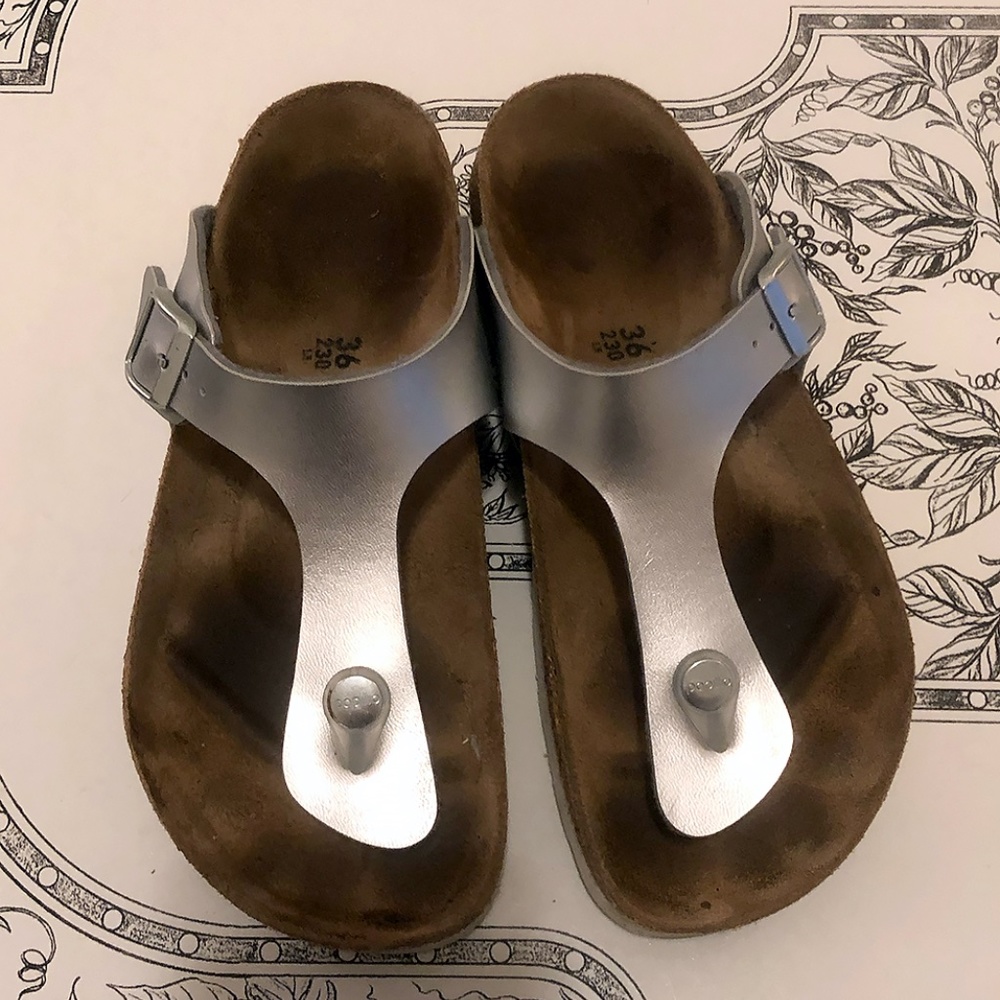 Birkenstock Papillo Gizeh Platform Silver Leather
